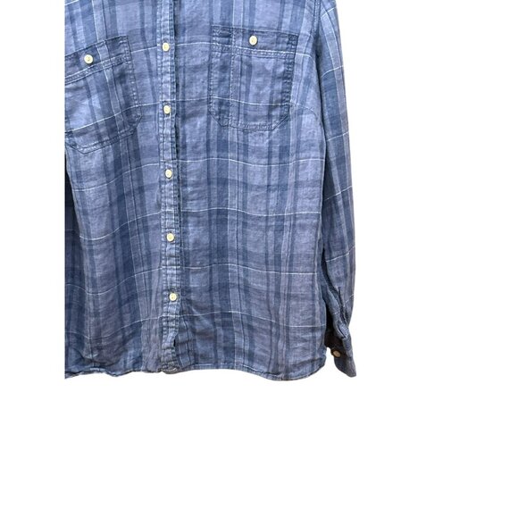 Lauren Ralph Lauren 2X Blue Plaid Linen Shirt Long Sleeve Button-Up Quiet Luxury - Picture 4 of 6
